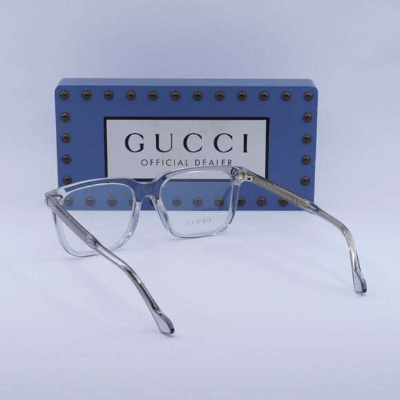 Gucci GG0737O 016 Square Eyeglasses 56mm – Transparent Grey - Picture 6 of 10